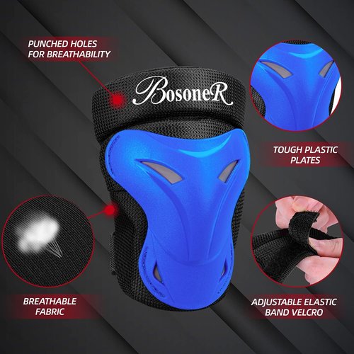 BOSONER Knee and Elbow Pad Set - Protective Gear for Adults & Kids | Ideal for Roller Skating, BMX, and Cycling