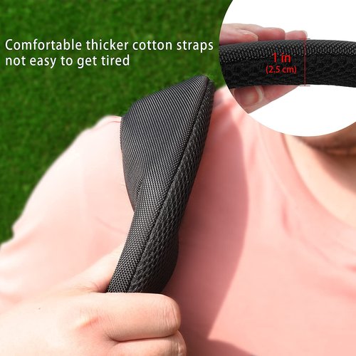 BIG TEETH Golf Bag Strap,Adjustable Padded Bag Strap Replacement,Golf Double Shoulder Bag Straps with 4Pcs Rotate Hooks (Full black)