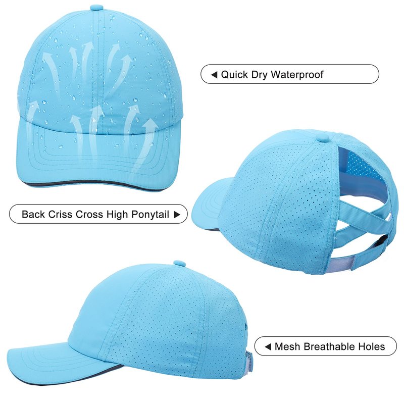 Girls Criss Cross Ponytail Hat Mesh Baseball Cap Kids Quick Dry Ponycap Hats Outdoor Summer Sports Hat Age 7-12
