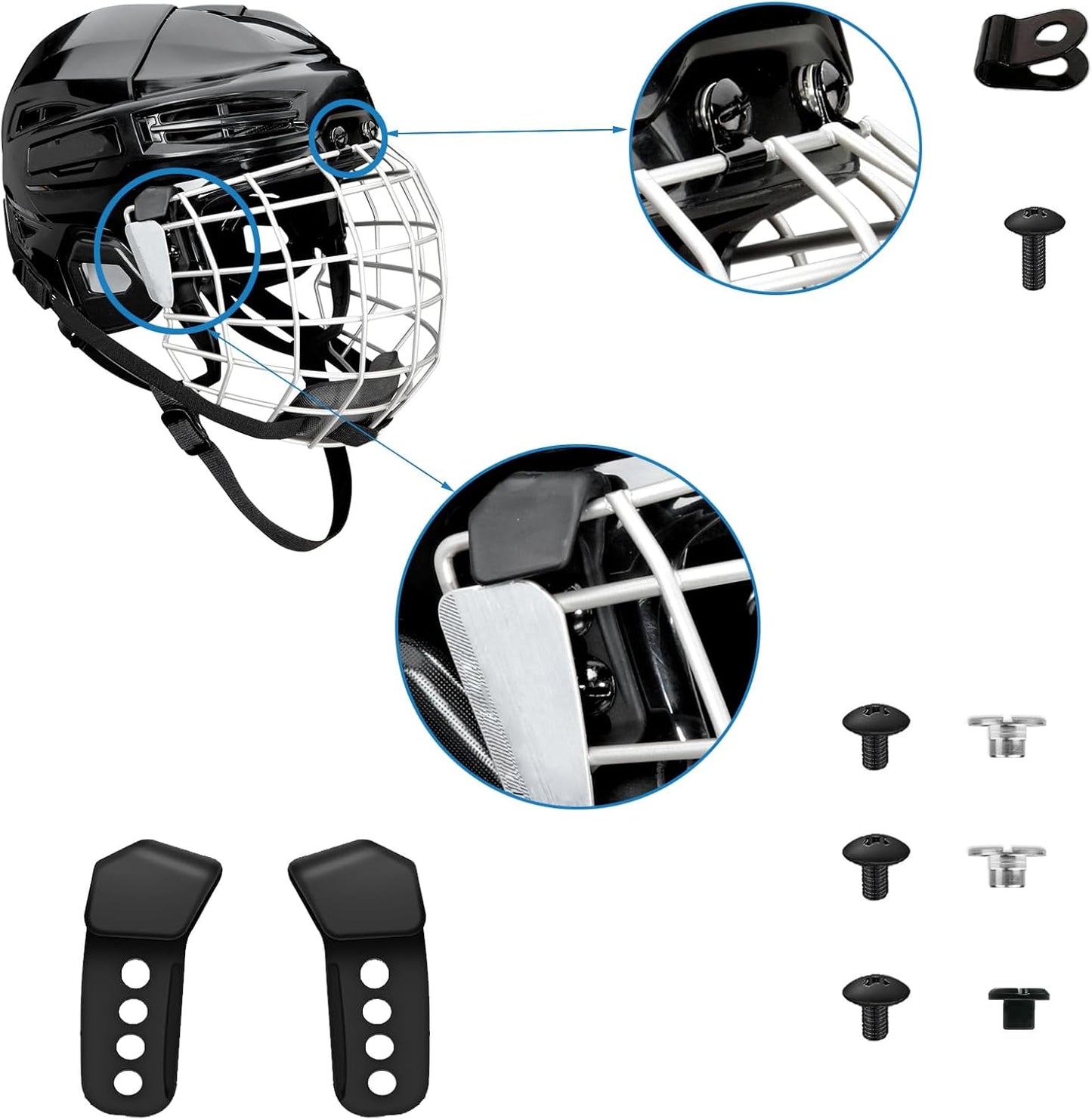 Skiennix Universal Hockey Helmet Repair Kit - Replacement Parts for Face Mask Cage | Includes J Clips & Bolts