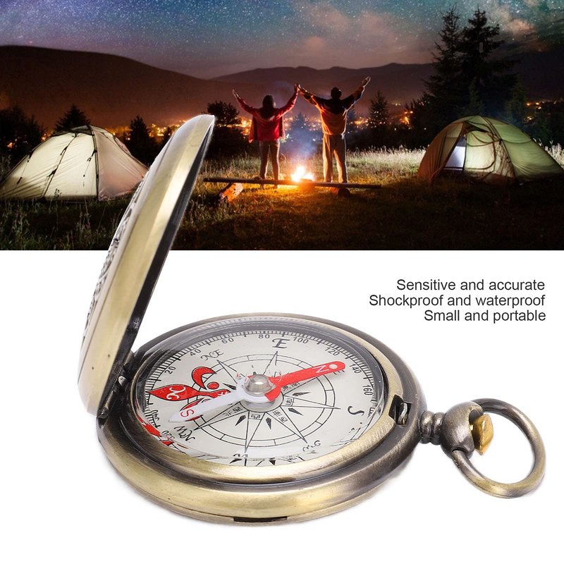 Brass Compass Hiking Durable Shockproof Waterproof Navigation Tool for Outdoor Camping Hunting Survival J35 Model