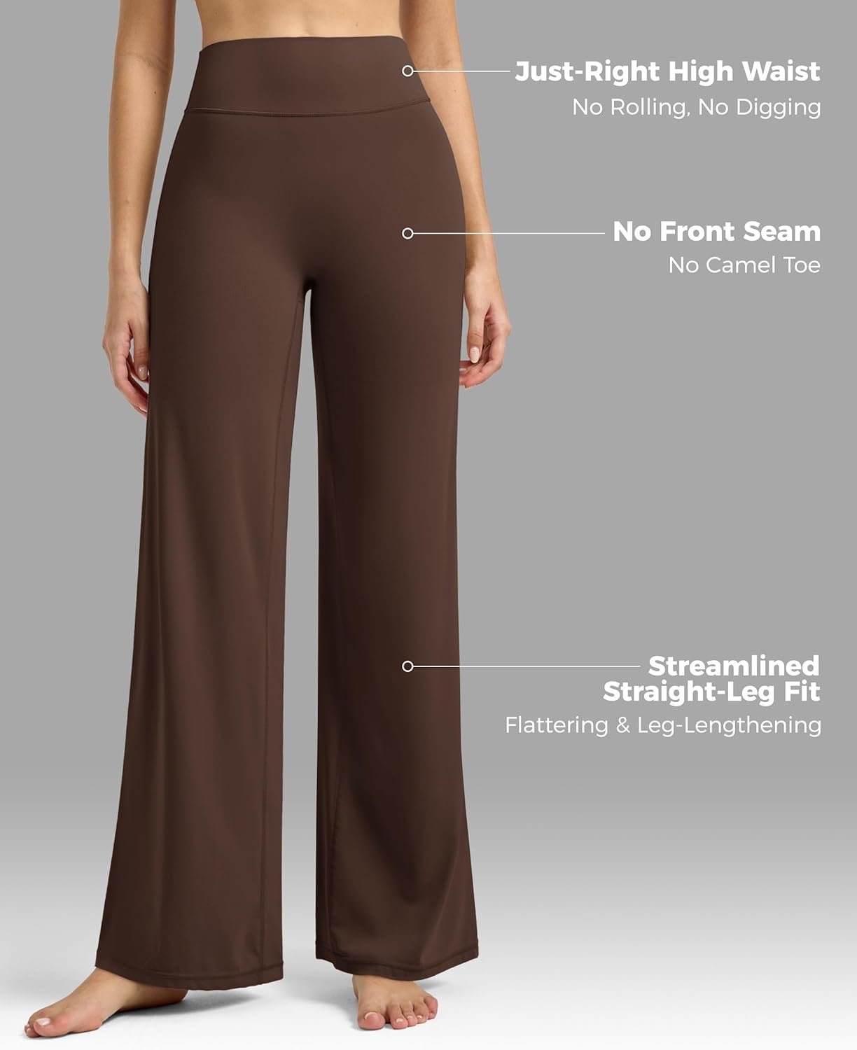 Willit Women's High Waist Buttery Soft Workout Leggings - 31" Straight Leg Yoga Pants in Deep Brown, XS