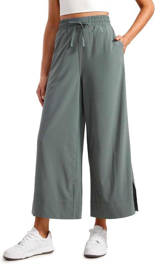 CRZ YOGA Lightweight Wide Leg Cropped Pants - Stylish Casual Sweatpants for Women | Perfect for Travel & Summer