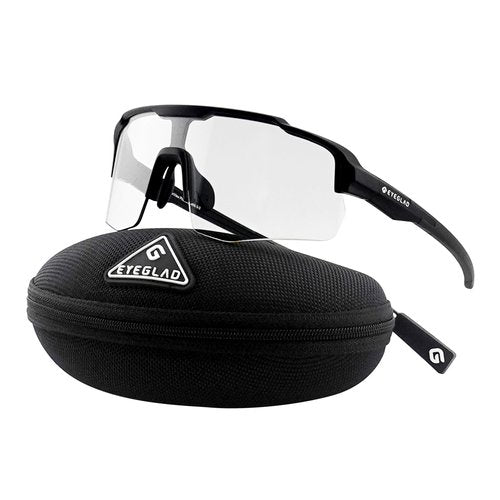 EYEGLAD MOTIONVIEW Sports Photochromic Sunglasses Outdoor UV400 Men Women Cycling Surfing Running Fishing Baseball Softball Sports (Classic Black)