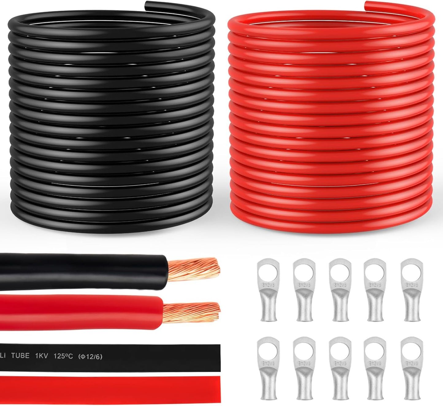 6 Gauge Wire - 20 FT Black & 20 FT Red Battery Cable | Copper Welding Wire with Connectors