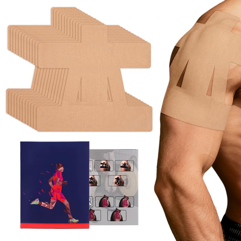 12 Pcs Precut Kinesiology Tape for Shoulder，Shoulder Tape for Shoulder Pain Relief Pre Cut，Support & Stability，Elastic，Waterproof, Breathable Athletic Tape(Brown)