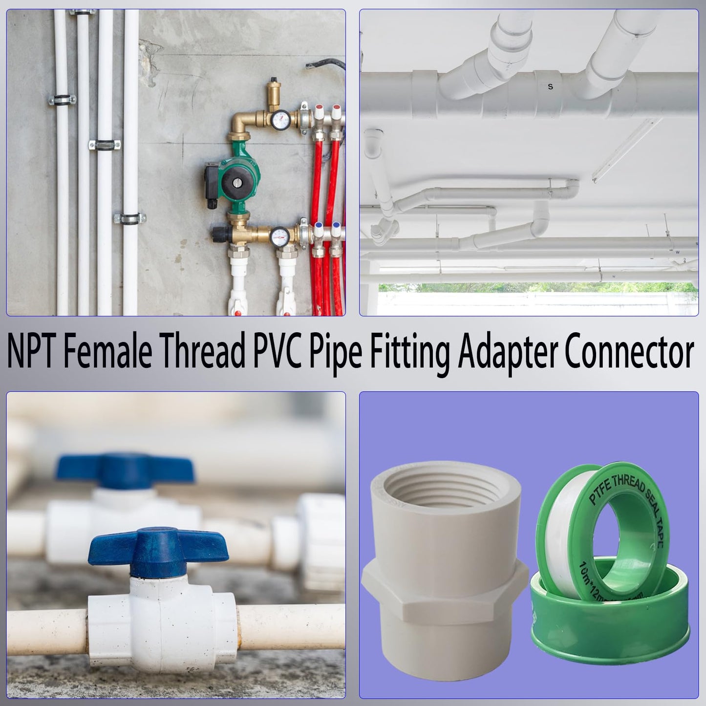 HFVSLFA 10Pcs 3/4 inch PVC Pipe Coupling, NPT Female Thread, Sch40 PVC Slip Socket Connector, Ideal for Plumbing, Irrigation & DIY Projects