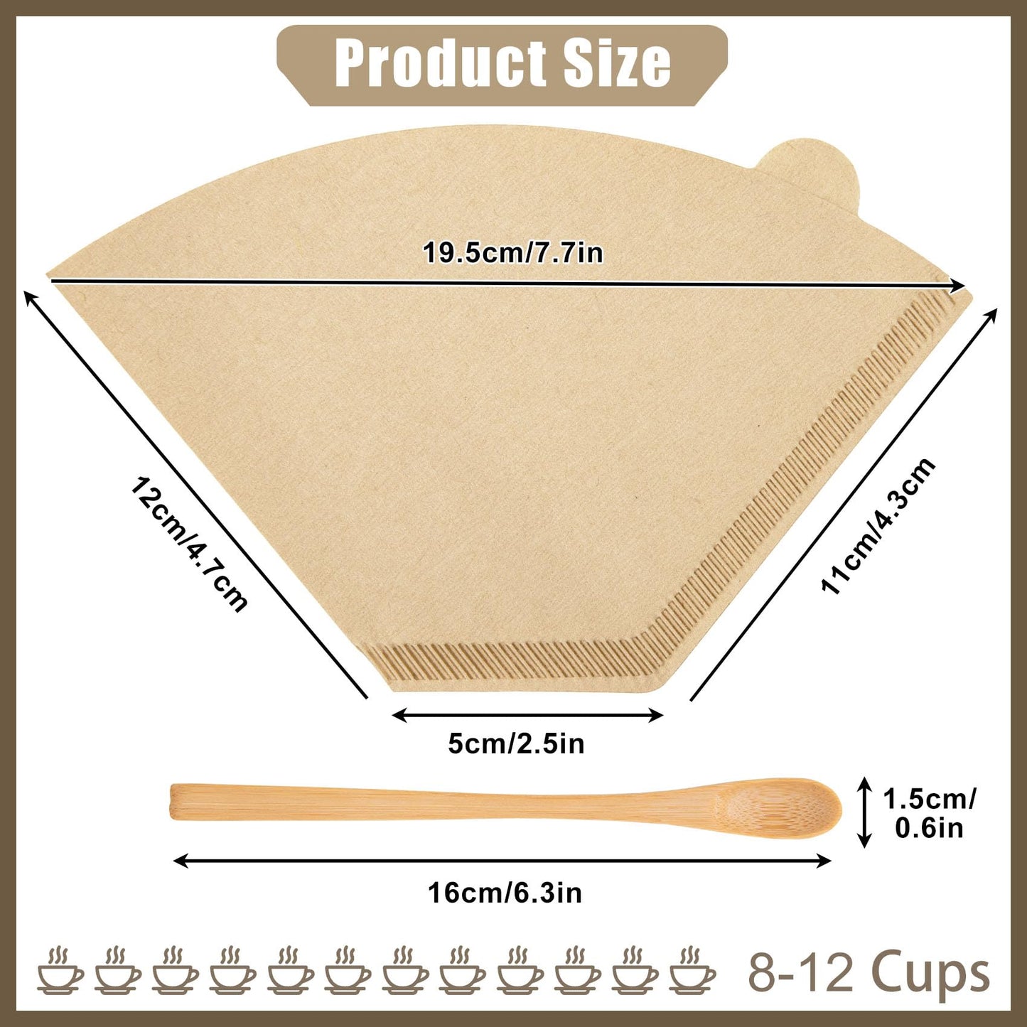250 Count Coffee Filter #4, #4 Coffee Filters Disposable, Unbleached Natural #4 Cone Filters Paper Compatible with Drip and Pour Over Coffee Maker(8-12 Cup)