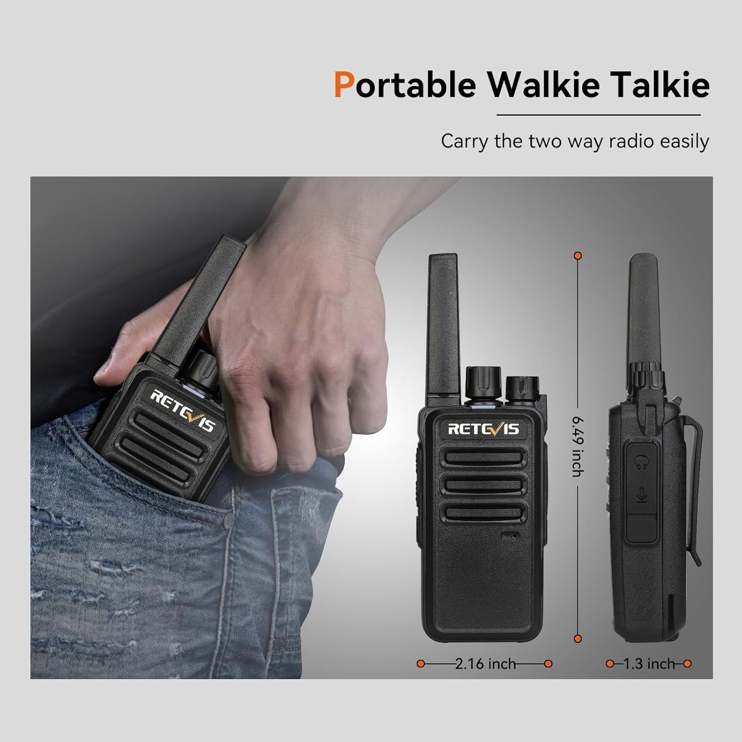 Retevis RT68 Walkie Talkies - Long Range 2-Way Radios with 10 Multi-Way Charger | Compact & Rechargeable 1200mAh