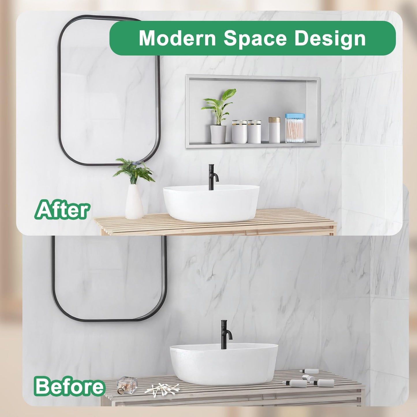 SaniteModar Shower Niche, Stainless Steel Shower Niche 12" X 24" No Tile Needed, Recessed for Bathroom Storage, Brushed Silver (Brushed Silver, 12x24)