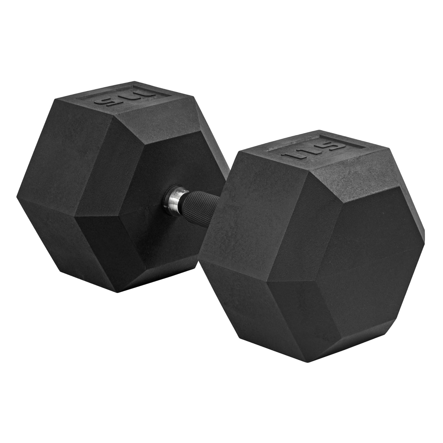CAP 115 LB Rubber Coated Hex Dumbbell Weight, Rubber Free Weights for Home Gym Strength Training, Comfort Grip Handle, Single