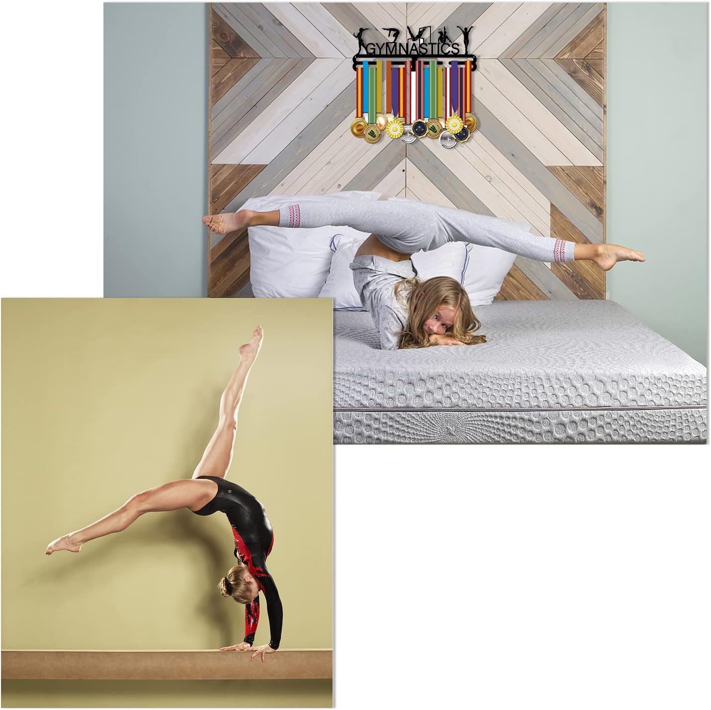 SUPERDANT Gymnastics Medal Holder - Stylish Wall Rack for Displaying Awards | 15.75x6in, Perfect for Athletes