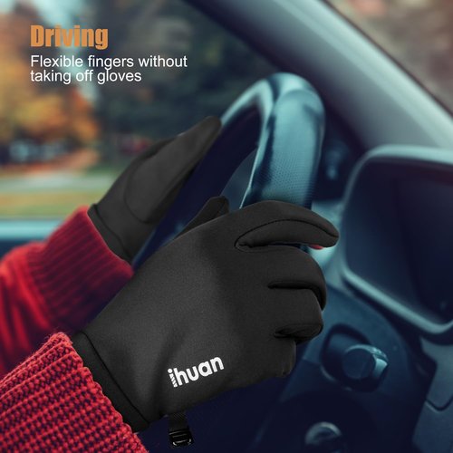 Ihuan Winter Warm Running Gloves - Super Sensitive Touch Screen for Cold Weather | Lightweight Liner for Skiing, Hiking, Cycling