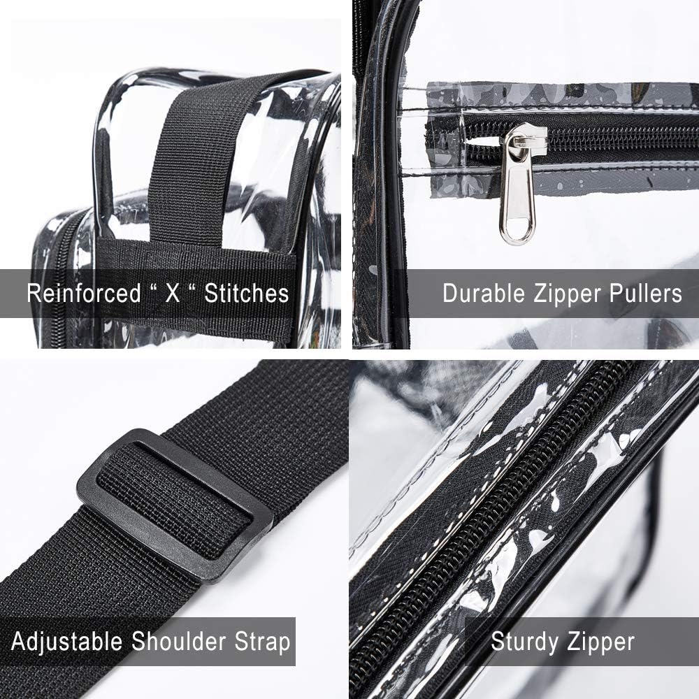 Skiennix Clear Stadium Approved Bag - Crossbody Messenger with Adjustable Strap for Events