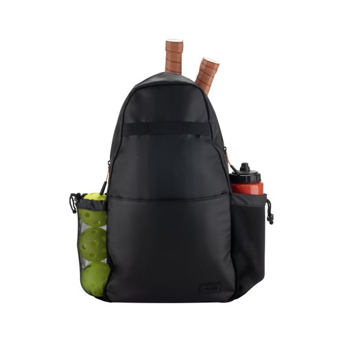 Masaya Compact Pickleball Sling Bag – 18L, Fits 3 Paddles – Lightweight, Durable, Water-Resistant, Minimal Branding, Fence Hook, Water Bottle Holder, Multi-Pocket, Adjustable Strap (Black)