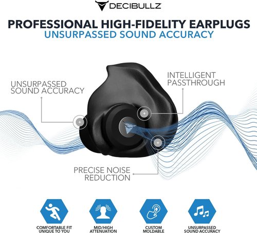 Decibullz Moldable Earplugs - Noise Cancelling Concert Ear Plugs for Musicians & DJs | Perfect Fit