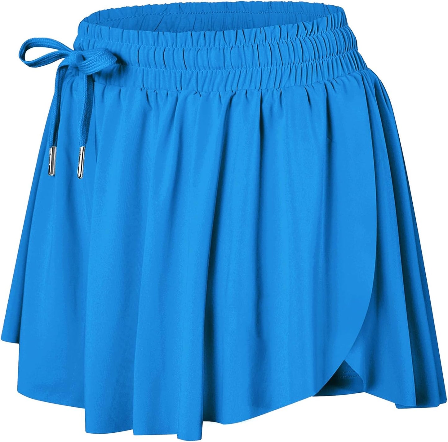 Wsirmet Flowy Butterfly Shorts for Women - 2 in 1 Athletic Gym Biker Running Shorts with Pockets