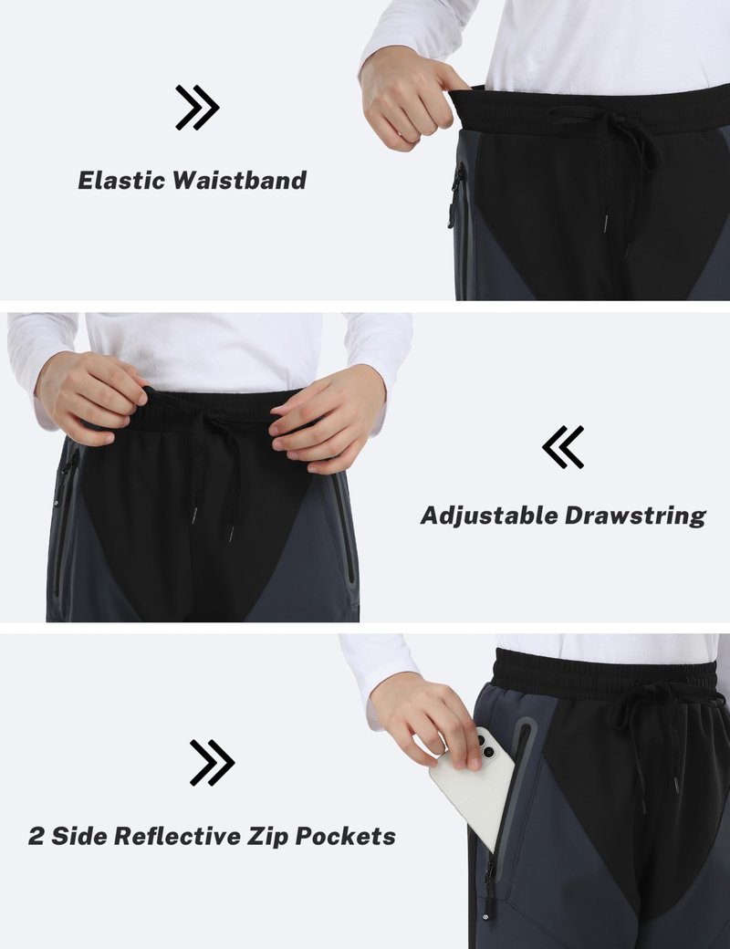 MoFiz Kids Winter Fleece Hiking Insulated Snowboard Pants Kids Girls Waterproof Snow Ski Pants Black 18-20