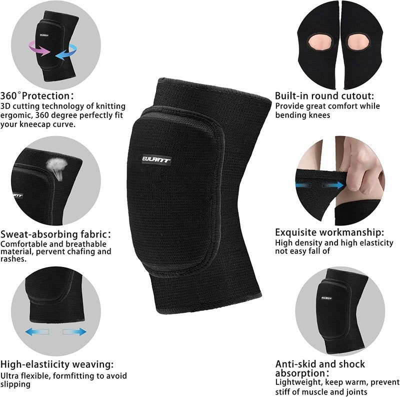 ONTYZZ Kids Knee Pads with Thicken Sponge Padding, Breathable Stretchy Knee Pad for Child Girls Boys, Soft Knee Pads for Dancing Skating Football Mountaineering Cycling Black/S