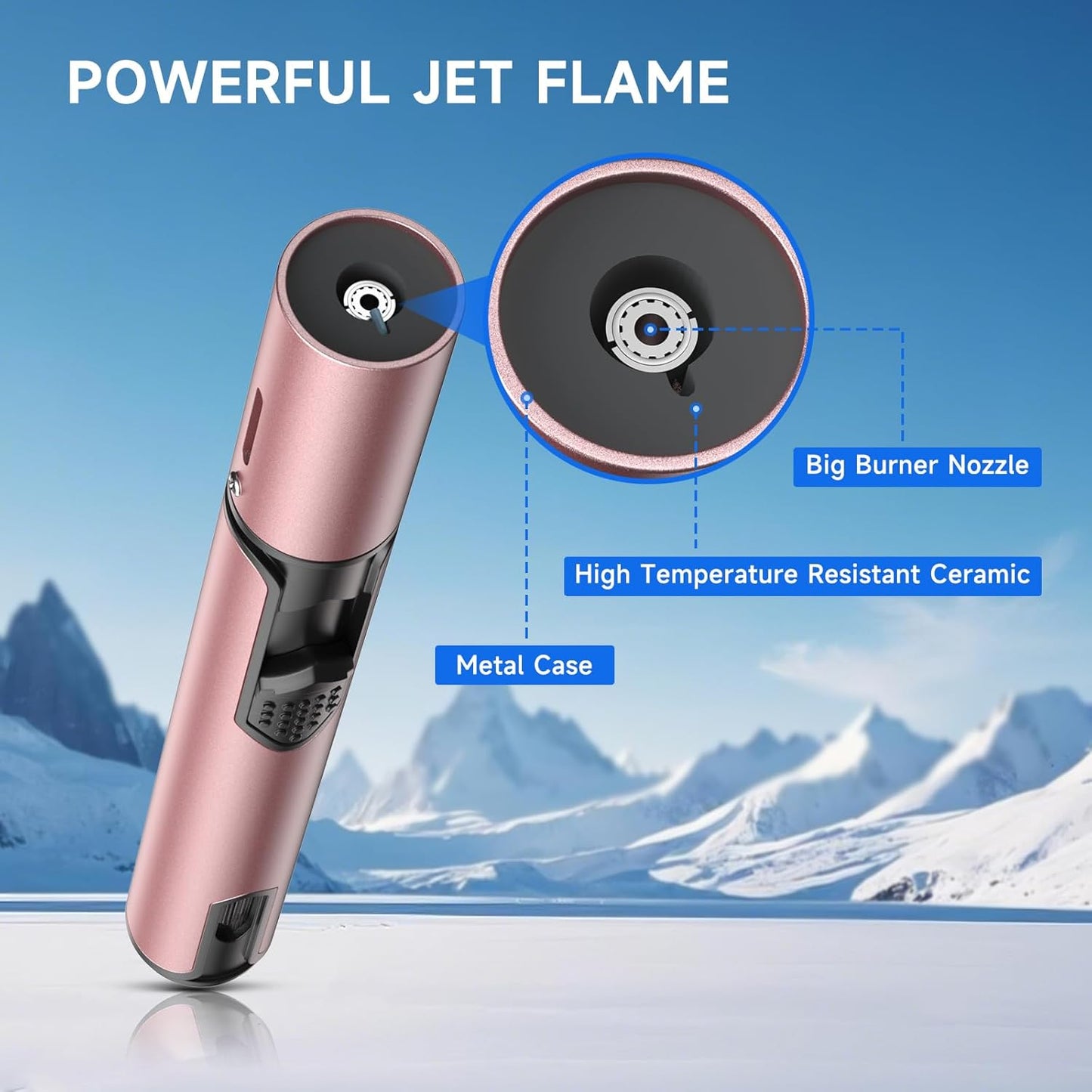 Skiennix Torch Lighters - Windproof Adjustable Jet Flame Butane Refillable | 2-Pack in Rose & Black