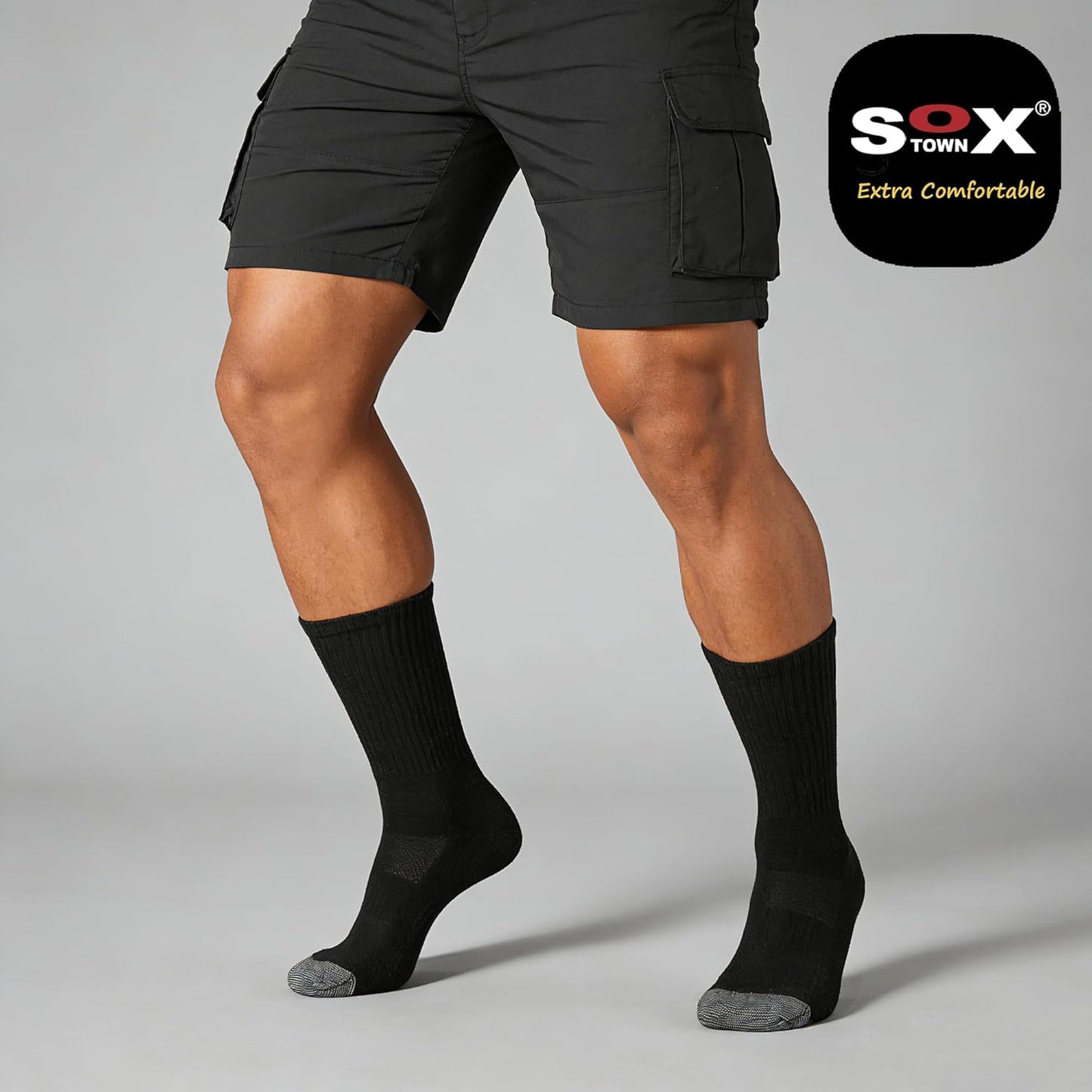 SOX TOWN Unisex Cushioned Crew Athletic Socks - Moisture-Wicking Combed Cotton for Breathable Comfort