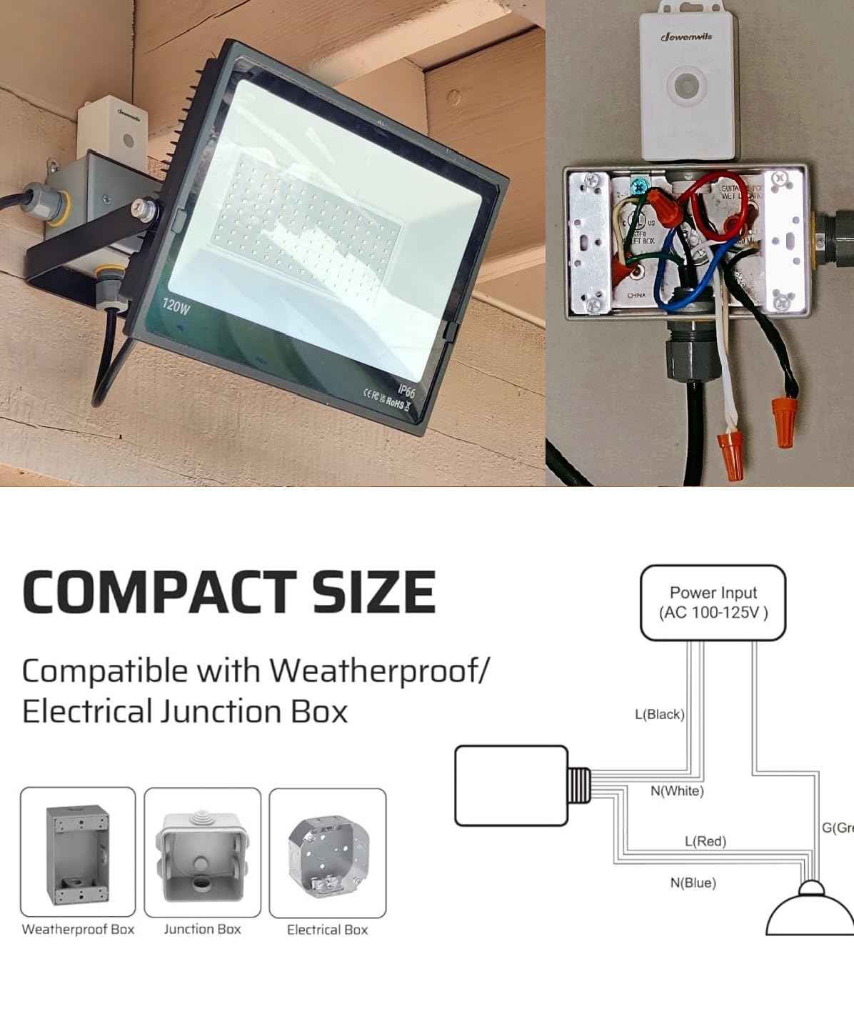 DEWENWILS Outdoor Wireless Light Switch and Receiver Kit IP65 Waterproof 15A High Power Remote Light Switch, No Wiring & 100FT Range Wireless Switches for Lights