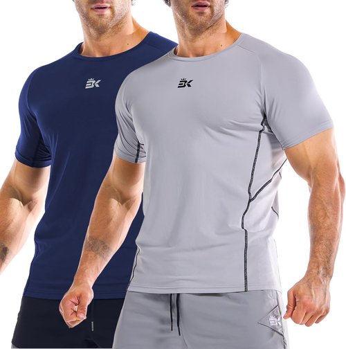 BROKIG Men's DiamondGrid Workout Shirt - Breathable Short Sleeve Muscle Tee for Bodybuilding | Quick Dry