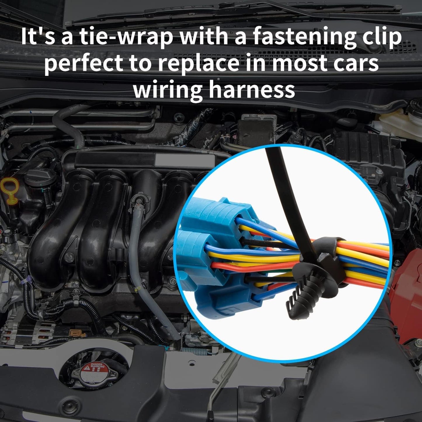 XINGO 150 PCS Push Mount Zip Ties-5 Types, Nylon Car Mount Wire Tie Snap in Cable Zip Ties, Black Push Mount Cable Ties Automotive Zips Tie Fastener Wire Harness Clips for Wire Tying