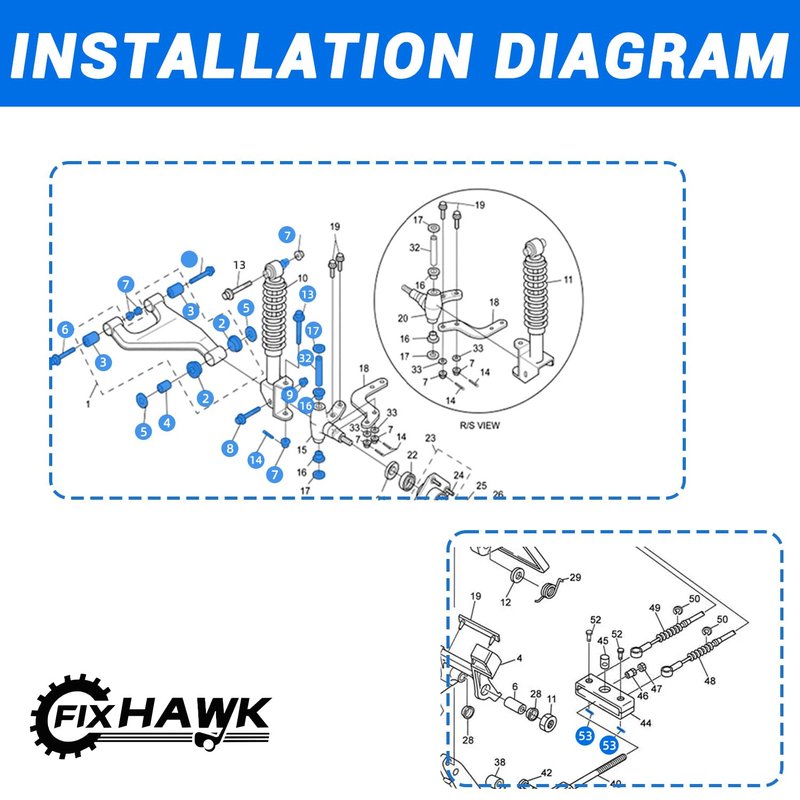 FIXHAWK Front Lower Arm King Pin Spindle Knuckle Bushing Repair Kit Fit for Yamaha G22 G29 Gas and Electric Golf Cart,Replace OEM# 91402-25020-00 91490-25020-00 2NL-23448-00-00