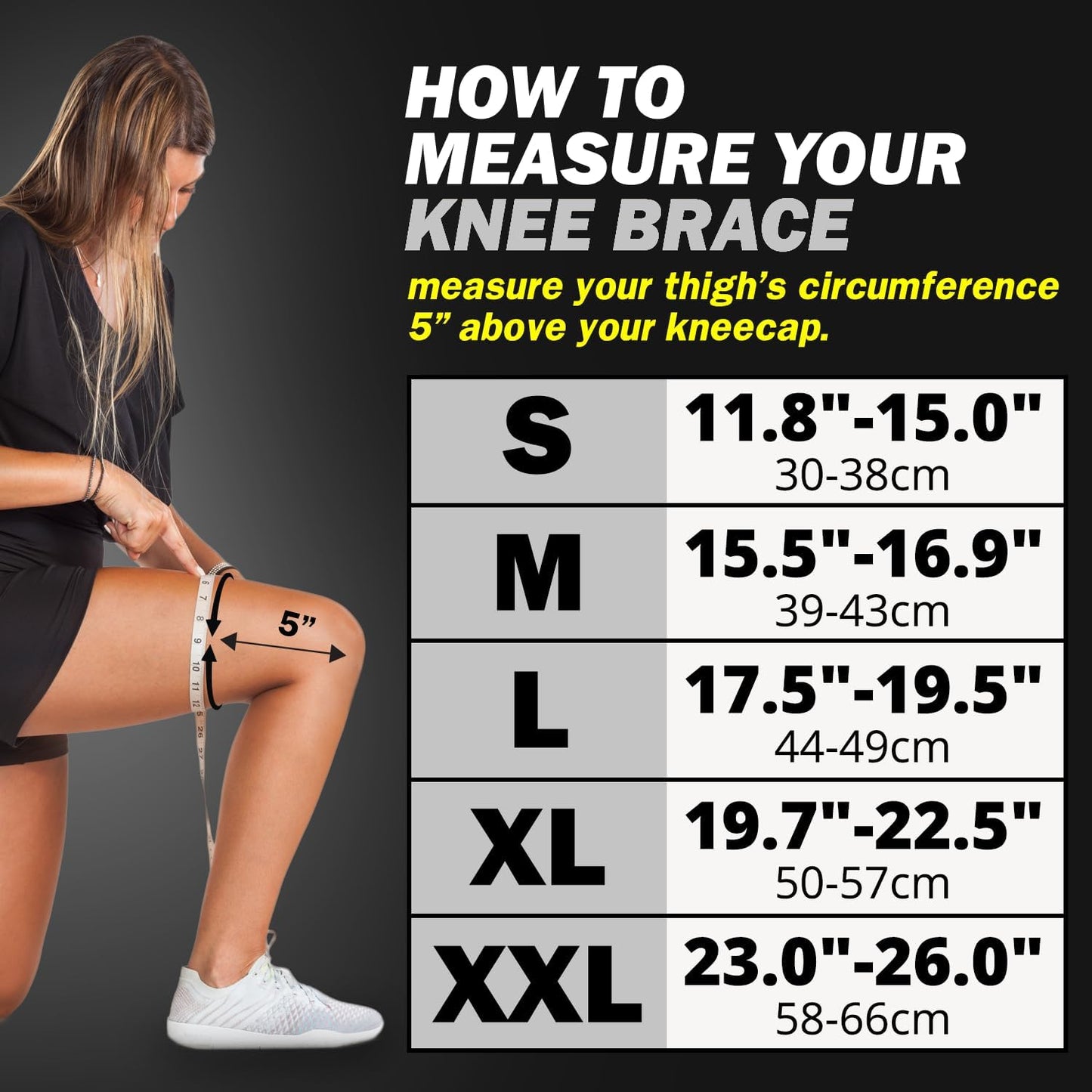 POWERLIX Knee Compression Sleeve - Ultimate Support for Running & Sports | Black, Large Size