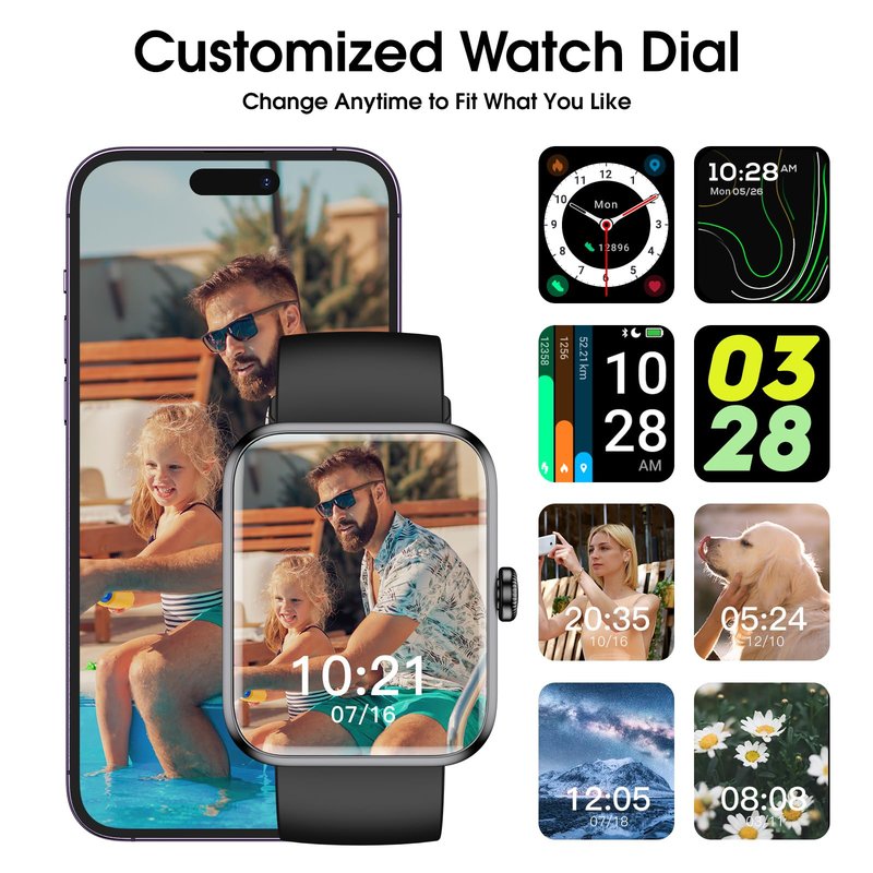 TYKOIT Smart Watch, Fitness Tracker with Heart Rate Monitor, Blood Oxygen, Sleep Tracker, 44mm Touchscreen Smartwatch for Android iOS Waterproof Pedometer Watches Step Calories Tracker for Women Men