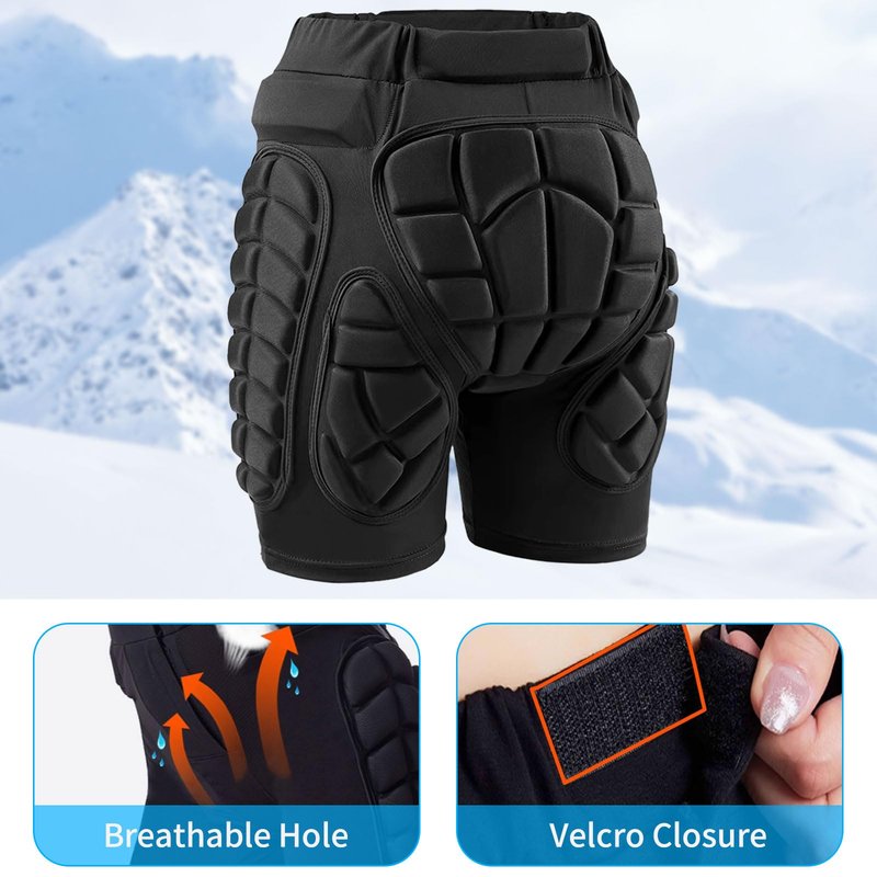 Protective Padded Shorts for Ice Skating, Snowboarding and Skiing, 3D Hip Protection Pads Crash Butt Pads for Tailbone & Butt (L)