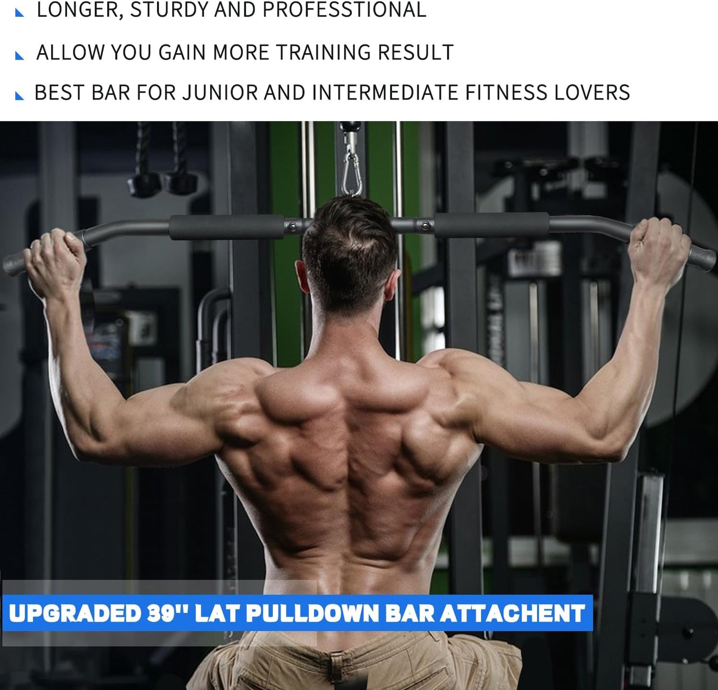 Rotating LAT Pull Down Bar by [Brand Name] - 39.4'' Pulley System Attachment for Cable Machines