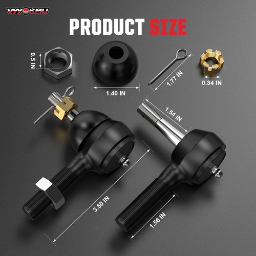 VYYOKMU Ball Joint Kit, 3PCS Golf Cart Tie Rod Ends with Grease Fitting fit for Club Car DS 1976-2008 Gas & Electric, 2*Left-Hand OEM# 7540, 1*Right-Hand OEM# 7539, Tie Rod End for Golf Cart Club Car