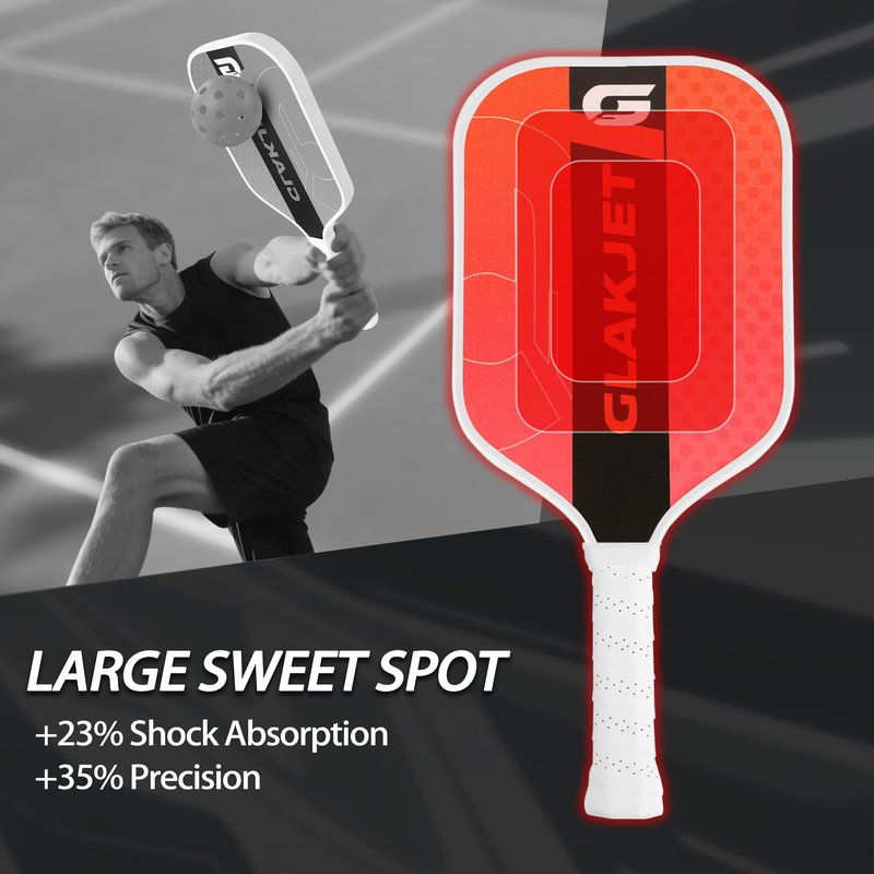 GlakJet Pickleball Paddle Set of 2 ，Premium Composite Paddles with 4 pickleballs, USAPA-Compliant，New Player Fridenly，6-Layer T800 Carbon Fiber Construction