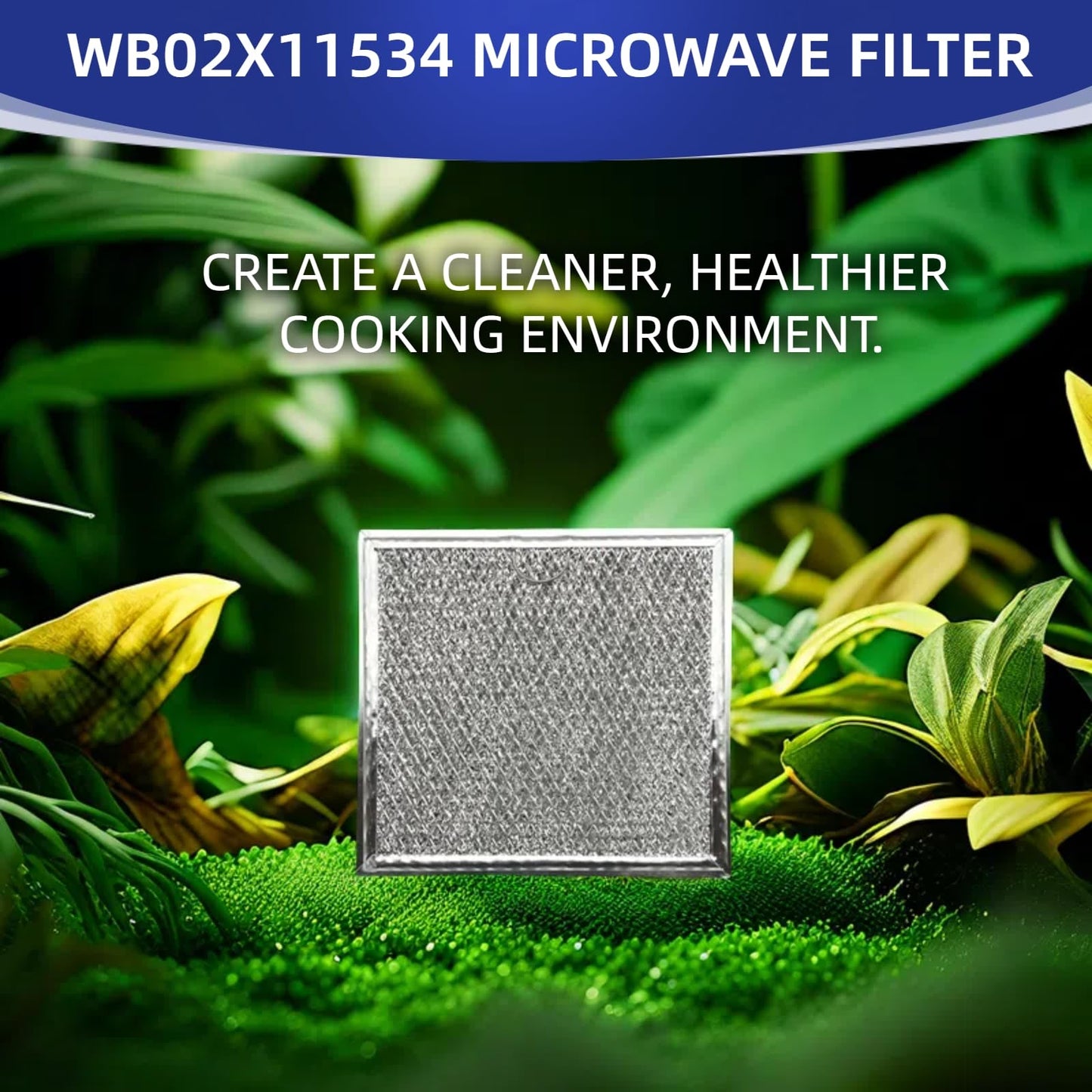 WZKO WB02X11534 Filter Replacement For G.E Microwave Oven Aluminum Grease Filter 6-3/8 x 6-3/4 x 3/32 In 2-Pack