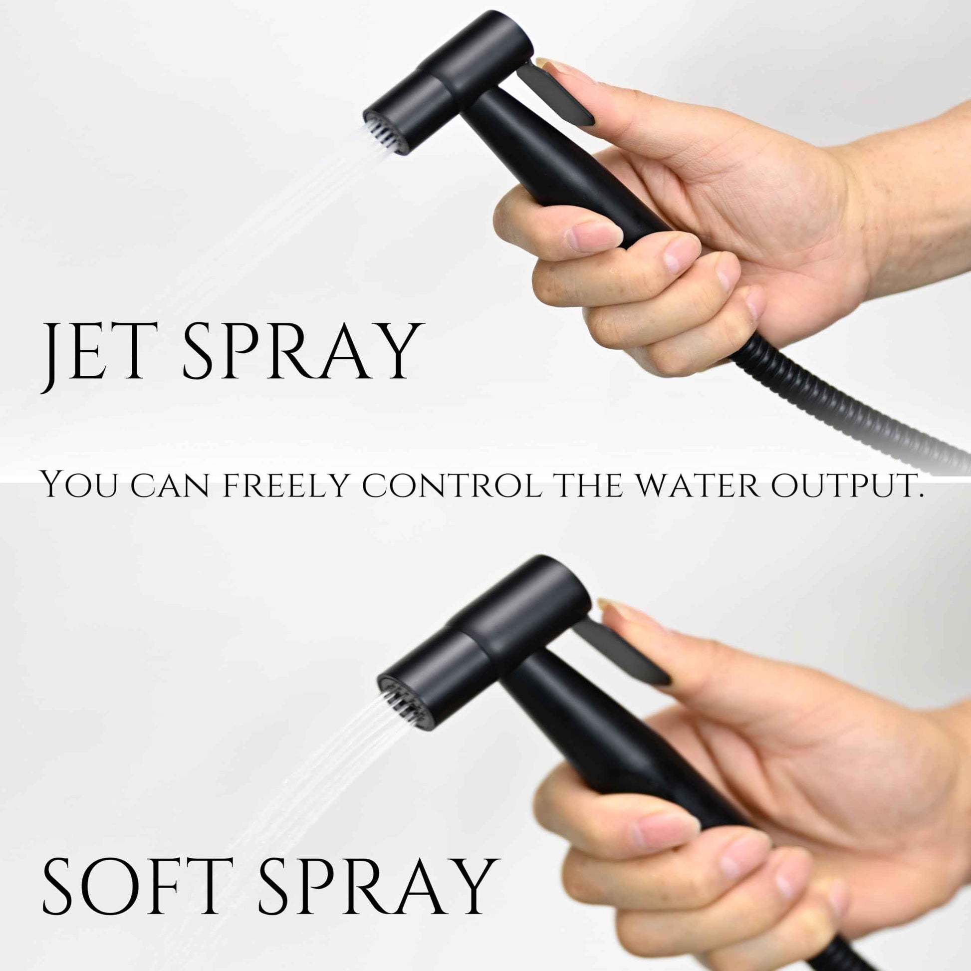 SassyAstra Handheld Bidet Sprayer for Toilet, Adjustable Water Pressure, 47 inch Hose Length (Black, 1 Pack)