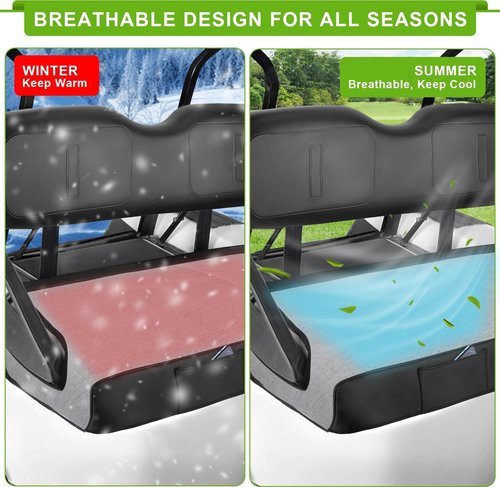 iLSKW Golf Cart Seat Cover Blanket Fit Club Car Precedent/DS (2000-UP) EZGO TXT/RXV Front Seat Cushion, Universal Golf Cart Seat Covers Towel with 2 Pockets for All Seasons