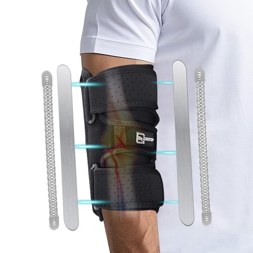 DR. GINTOP Elbow Brace for Ulnar Nerve Entrapment, Adjustable Elbow Splint w/ 4 Removable Metal Support for Cubital Tunnel, Tendonitis, Golfer's Tennis Elbow, Bursitis, Sprain, Strain, Arthritis Right