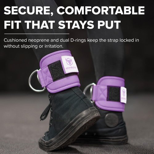 Women's Ankle Strap for Cable Machines & Resistance Bands: Gym & Home Workout Cuff Attachment for Leg Extensions, Kickbacks, Hip Abductors - Booty Exercises (Lavender, Pair)