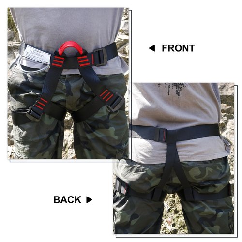 NewDoar Adjustable Thickness Climbing Harness,CE Certification Wider Half Body Harness for Rock Rappelling Fire Rescuing Tree Climbing Gear (Black)