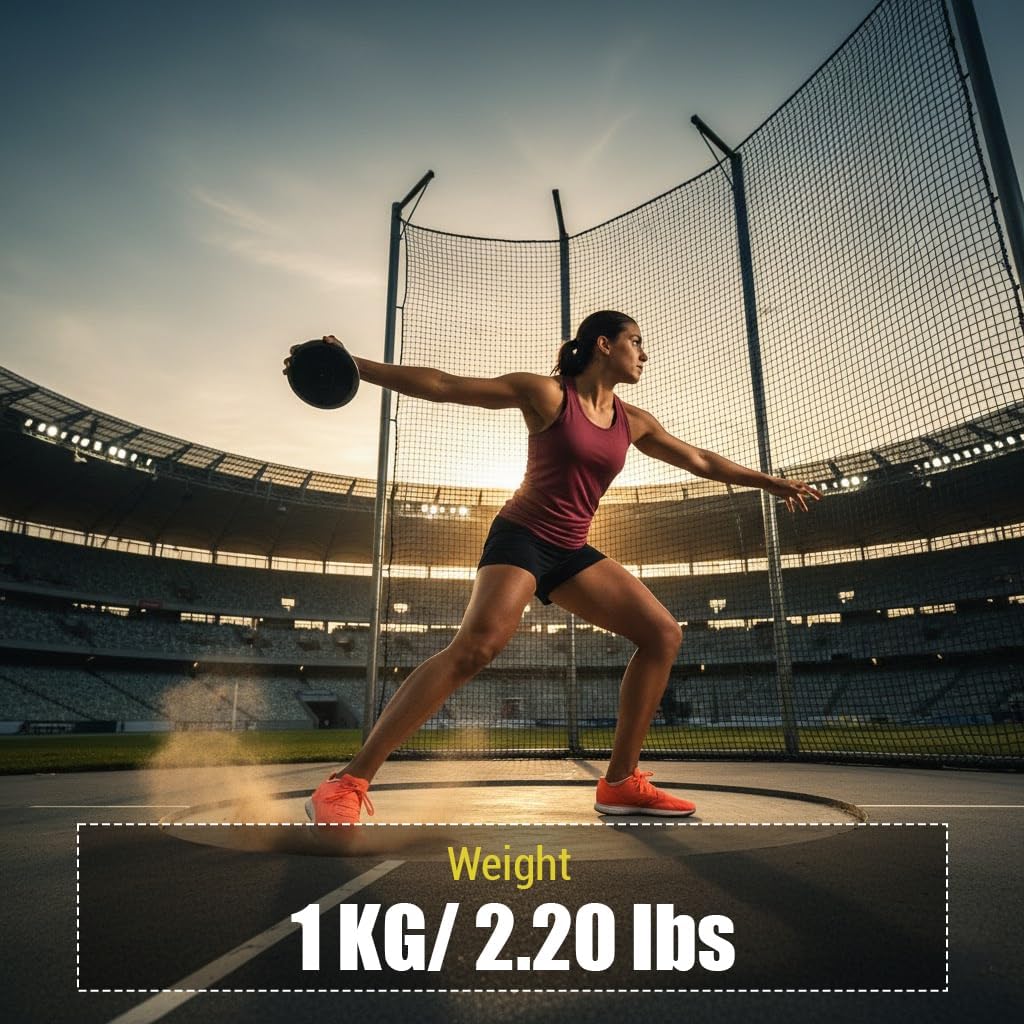 Skiennix Black Rubber Discus - Durable 1 Kilogram Practice Disc for Athletes