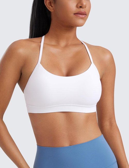 CRZ YOGA Y Back Sports Bra - Padded Racerback for Low Impact Yoga & Workout | Butterluxe Fabric