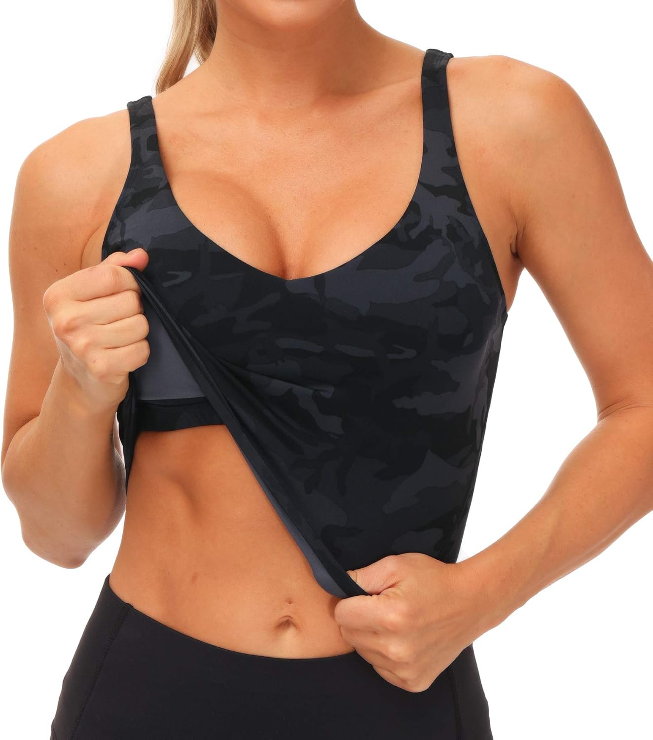 The Gym People Women's Sports Bra - Longline Wirefree Padded Design for Medium Support