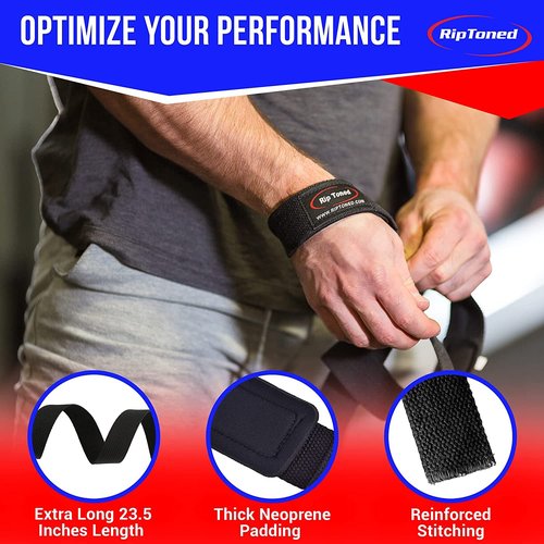 Rip Toned Performance Wrist Straps for Weightlifting – 23" Padded Lifting Straps for Men & Women – Cotton Gym Straps for Deadlifts, Strength Training, Bodybuilding & Powerlifting – Grey Camo