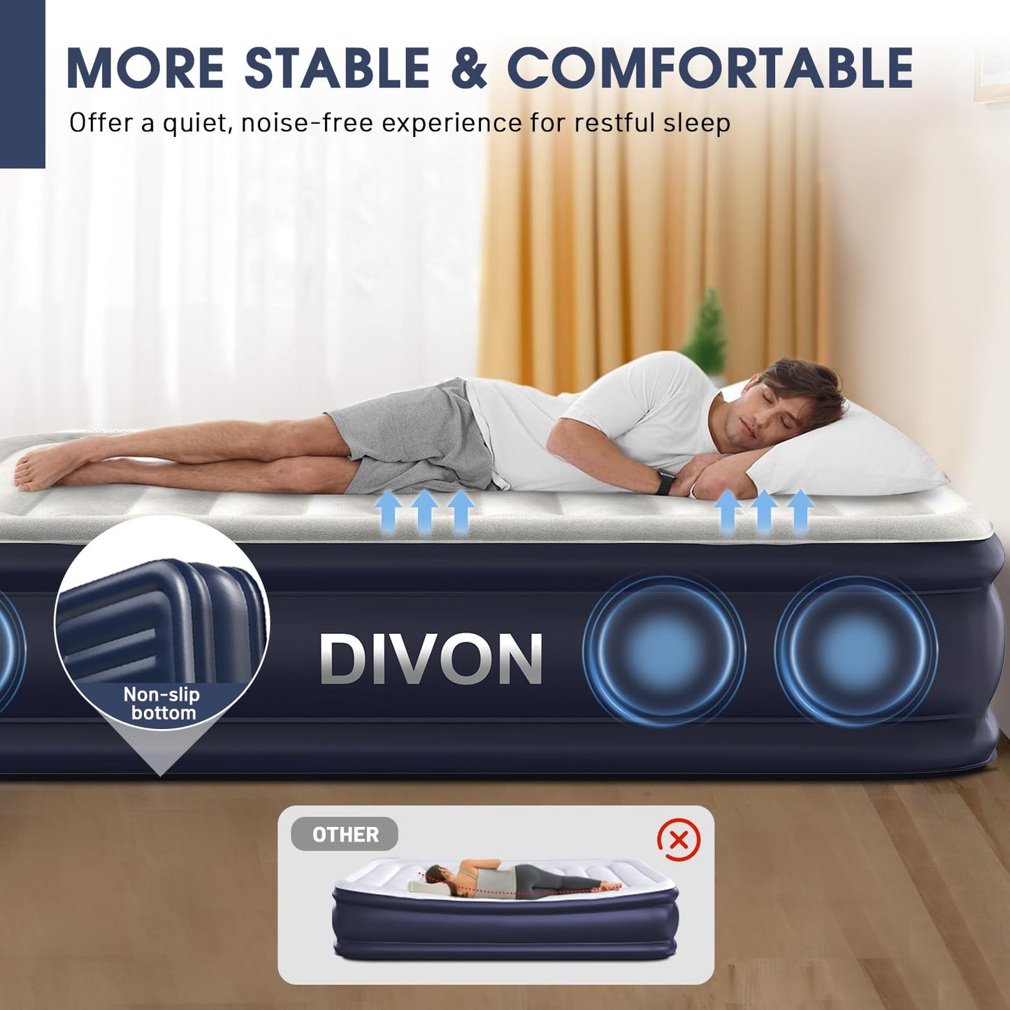 DIVON Air Mattress Queen with Built in Pump,18'' Raised Blow Up Mattress