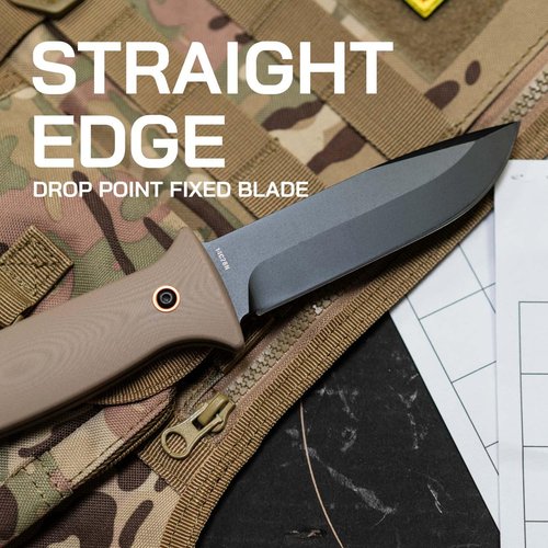 704 Gear Baron Fixed Blade Knife | 4.5 inch 14C28N Steel Full Tang Blade, Textured G10 Handle, and Kydex Sheath with Carrying Clip | Black