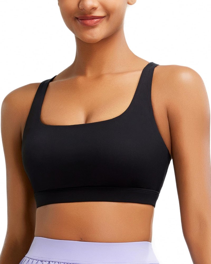 RUNNING GIRL Black Sports Bras for Women, Molded Cup Running Sports Bras for Women High Support Large Bust(3083Black_M)