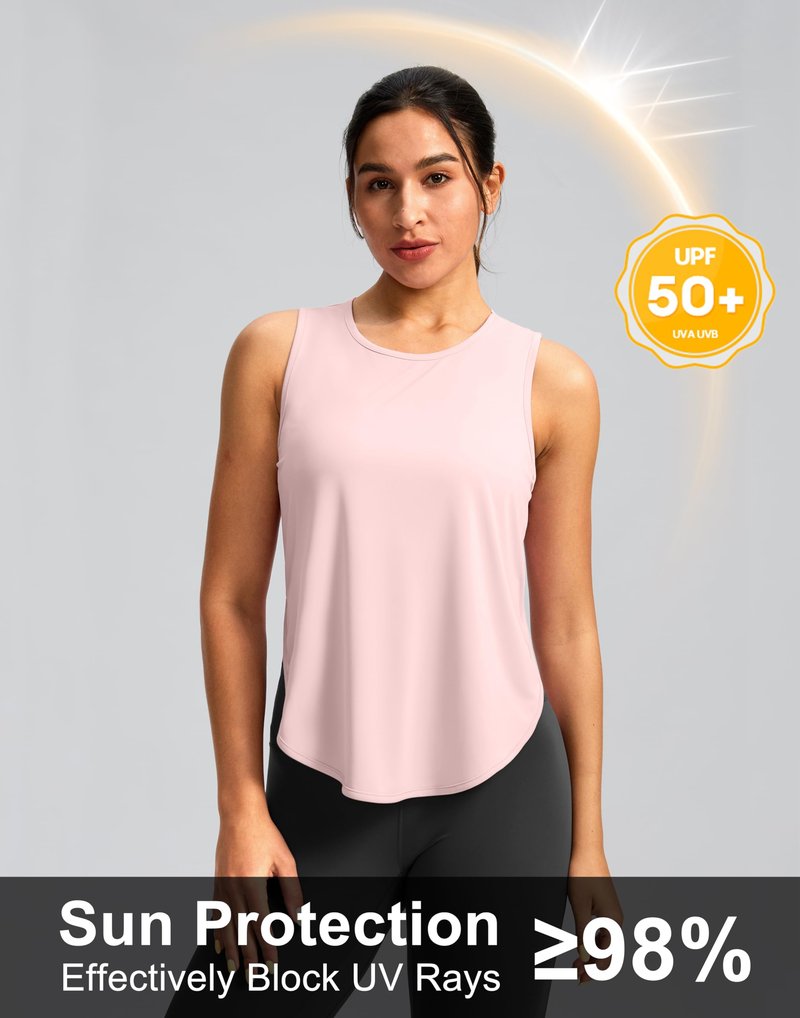 Soothfeel Women's Workout Tank Tops Racerback Sleeveless Running Tennis Shirt Loose Fit Sports Gym Exercise Yoga Athletic Top (Cornus Pink, M)