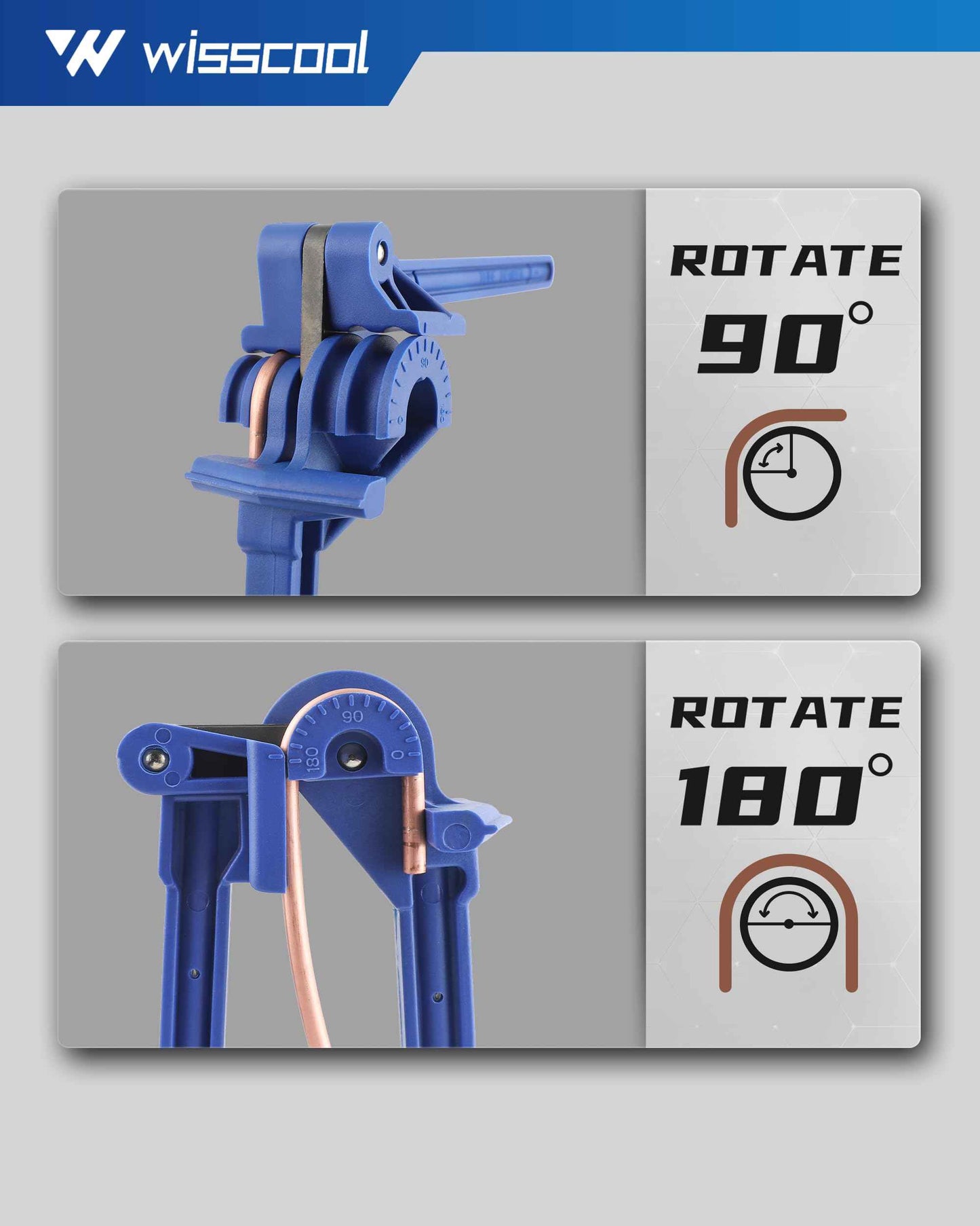Wisscool 4-in-1 Tube Bender Tubing Brake line Bender for Soft Copper, Aluminum, Metal, Pipe Bender 180° (3/16" 1/4" 5/16" 3/8")